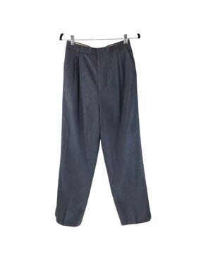 Ann Stevens Womens Pants Blue High Rise Pleated Tweed Wool Blend Vintage 12